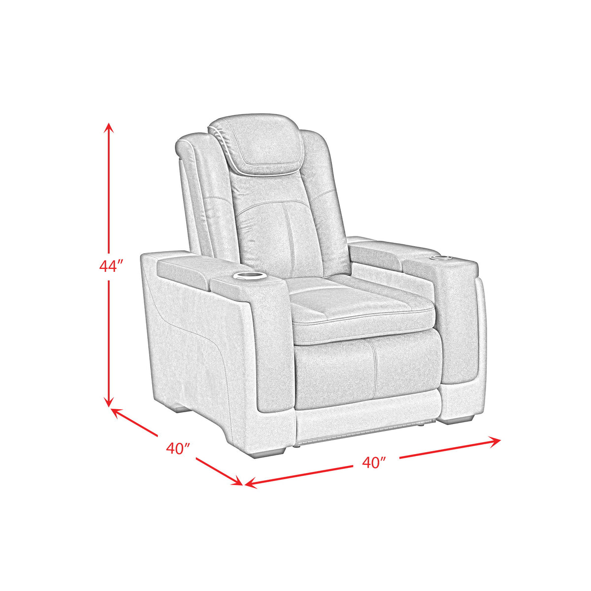Lantana Power Motion Recliner With Power Headrest, LED , Wireless Charger And Cup Holder in Gray by Elements International, view 17