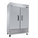 54" Commercial Freezer 49 Cu.Ft With 2 Solid Door Reach-In Freezers Stainless Steel Etl Approved Upright Freeze Storage - Silver