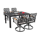 Outdoor Patio Furniture Dining Set With Sunbrella Fabric, Rectangular Table With Umbrella Hole