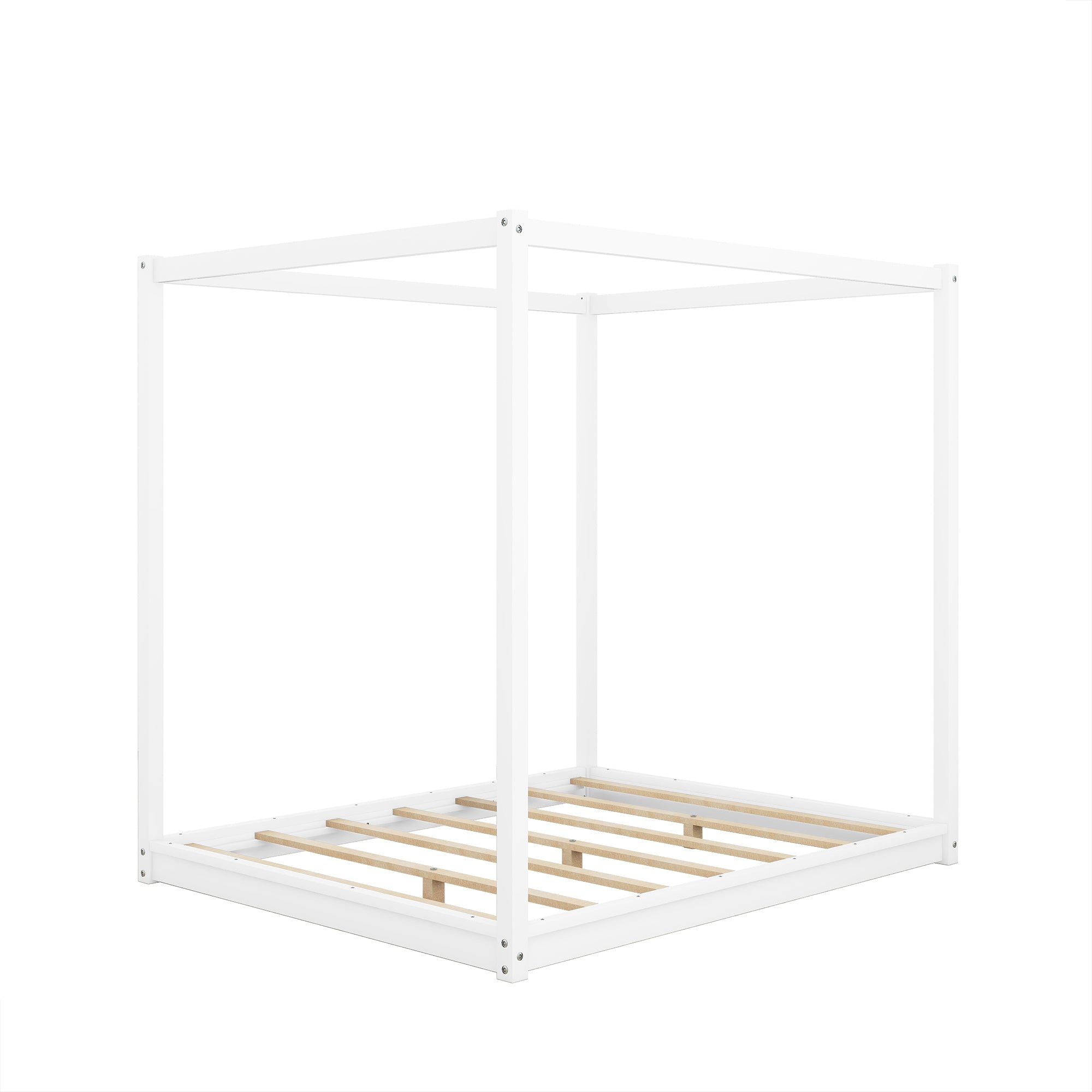 Queen Size Canopy Platform Bed with Support Legs,White - Atlantic Fine Furniture Melbourne FL