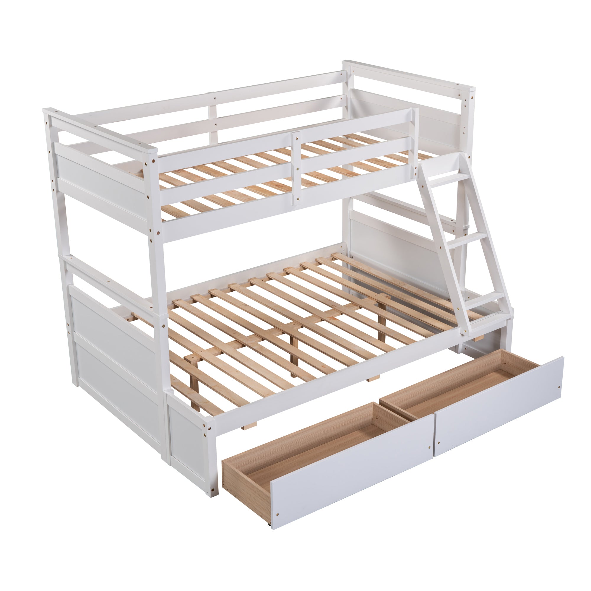 Twin over Full Bunk Bed with Storage - White(OLD SKU :LP000022AAK)