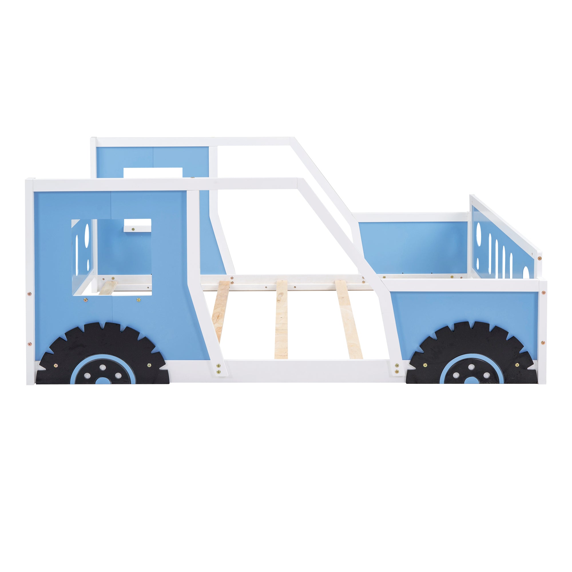 Full Size Classic Car-Shaped Platform Bed with Wheels,Blue - Atlantic Fine Furniture Melbourne FL