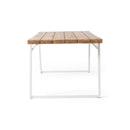 Outdoor Dining Table With Slat Top - Teak / White