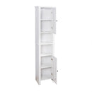 Wooden Bathroom Floor Storage Cabinet With 2 Doors And 6 Shelves - White