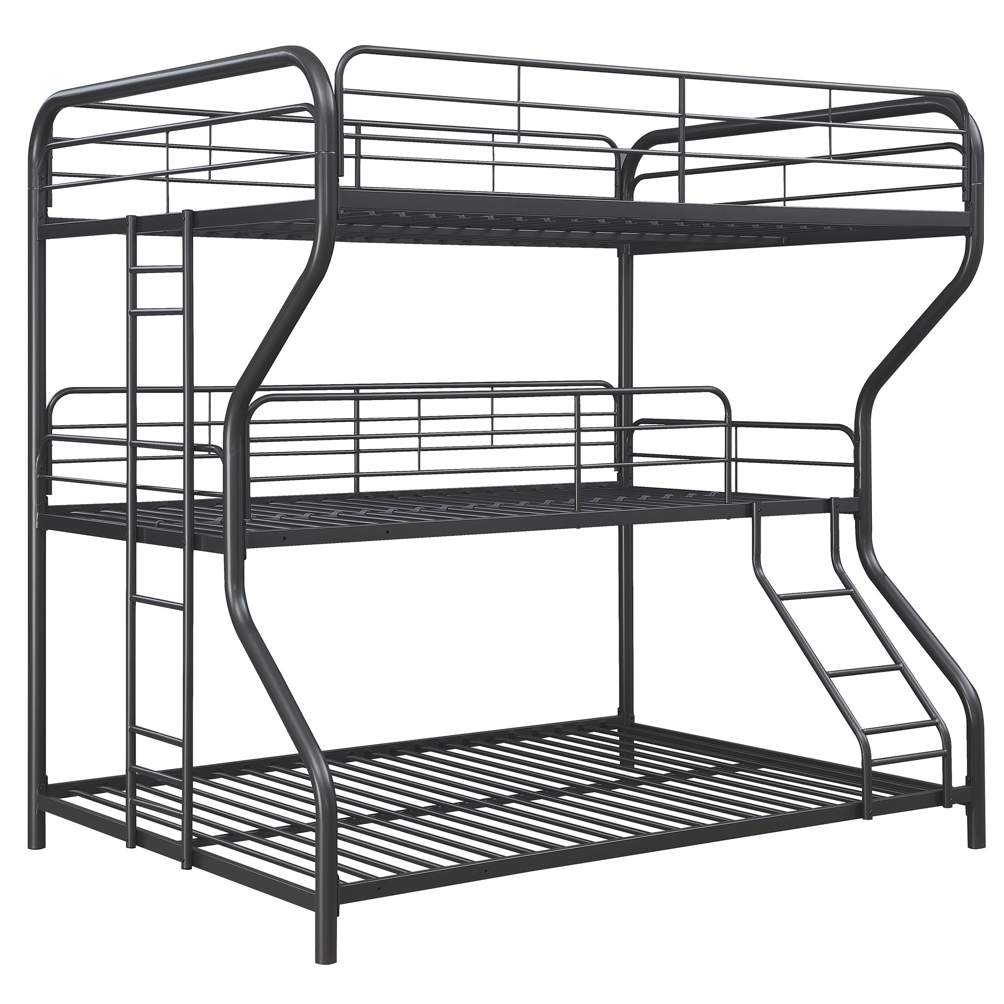 Furniture Triple Bunk Bed, FULL/Twin/FULL, black
