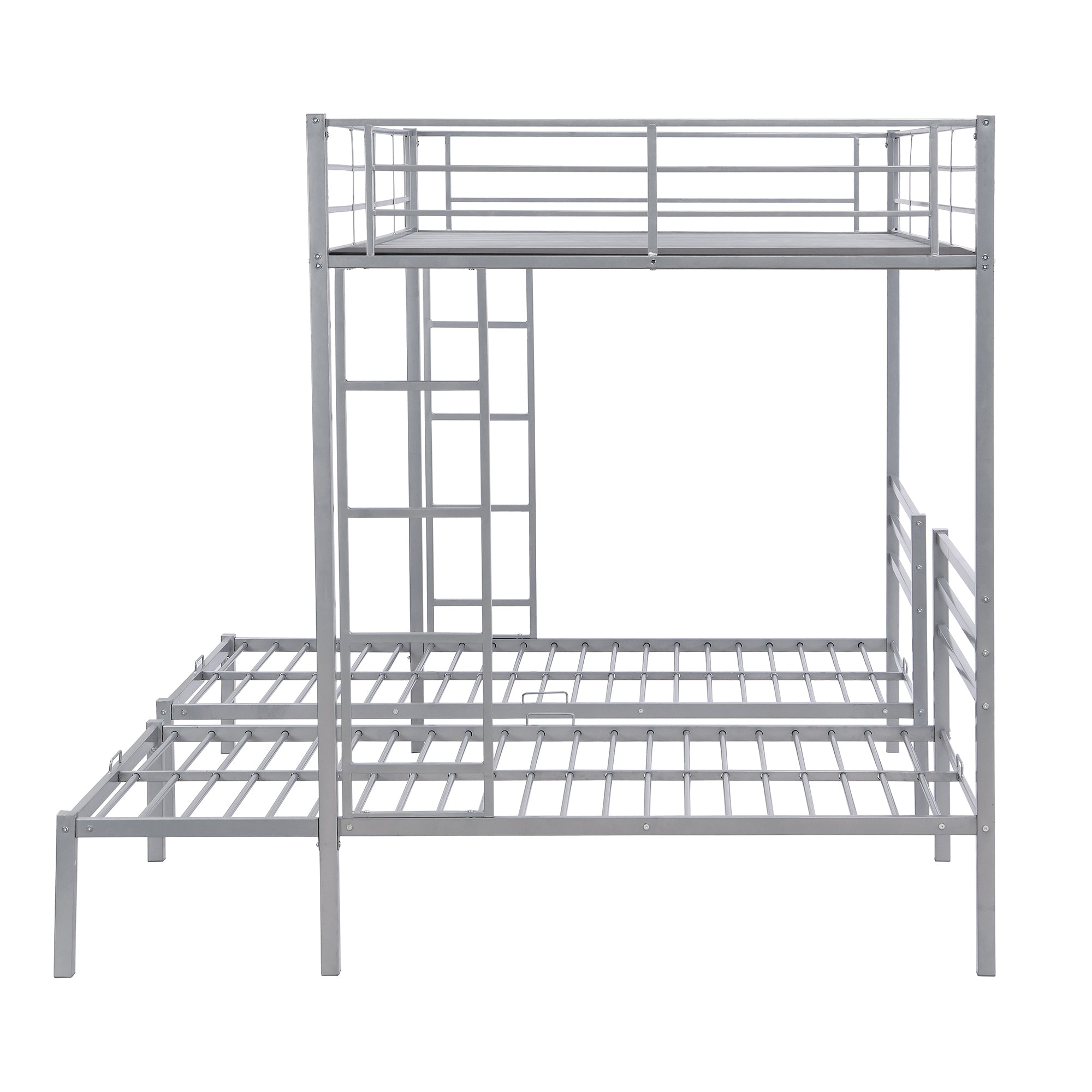 Full over Twin&Twin Size Bunk Bed with Built-in Shelf, Silver - Atlantic Fine Furniture Melbourne FL