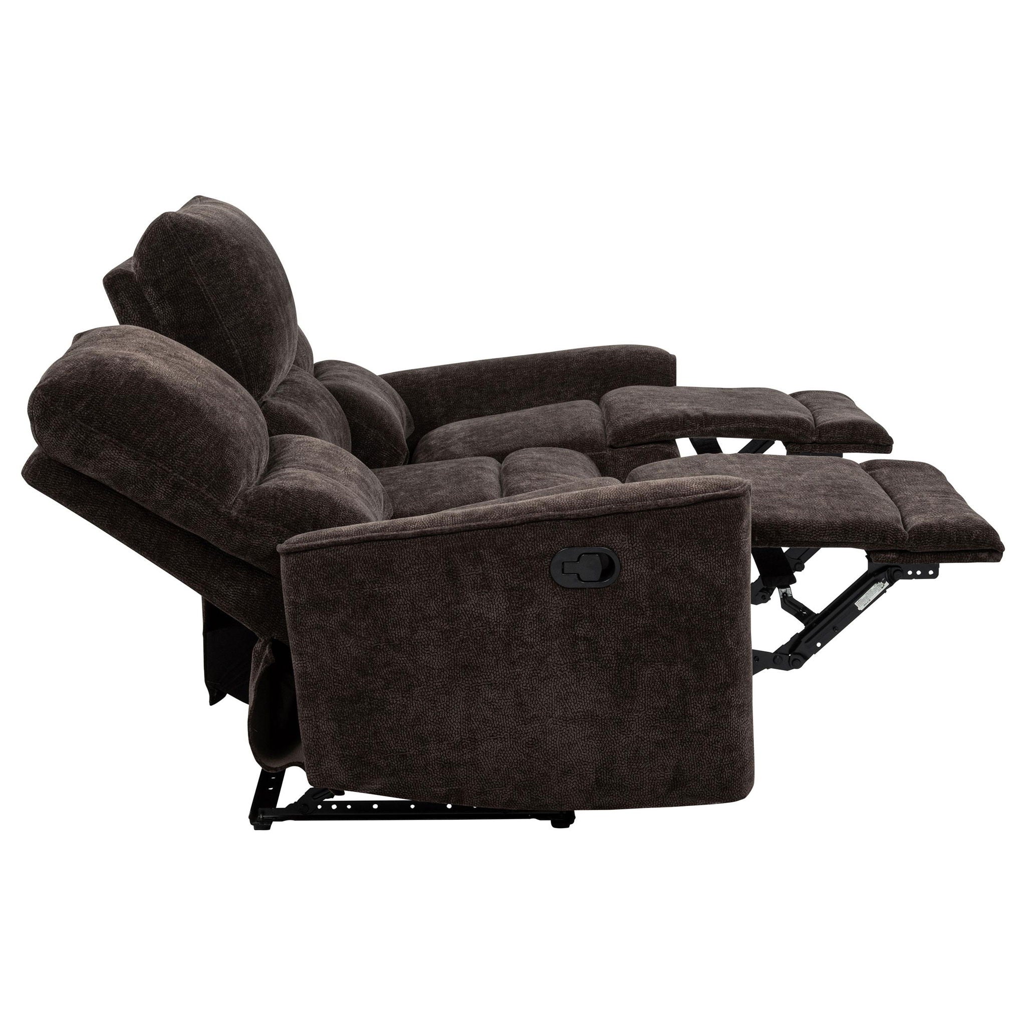 Navarro Chenille Upholstered Reclining Sofa Dark Brown