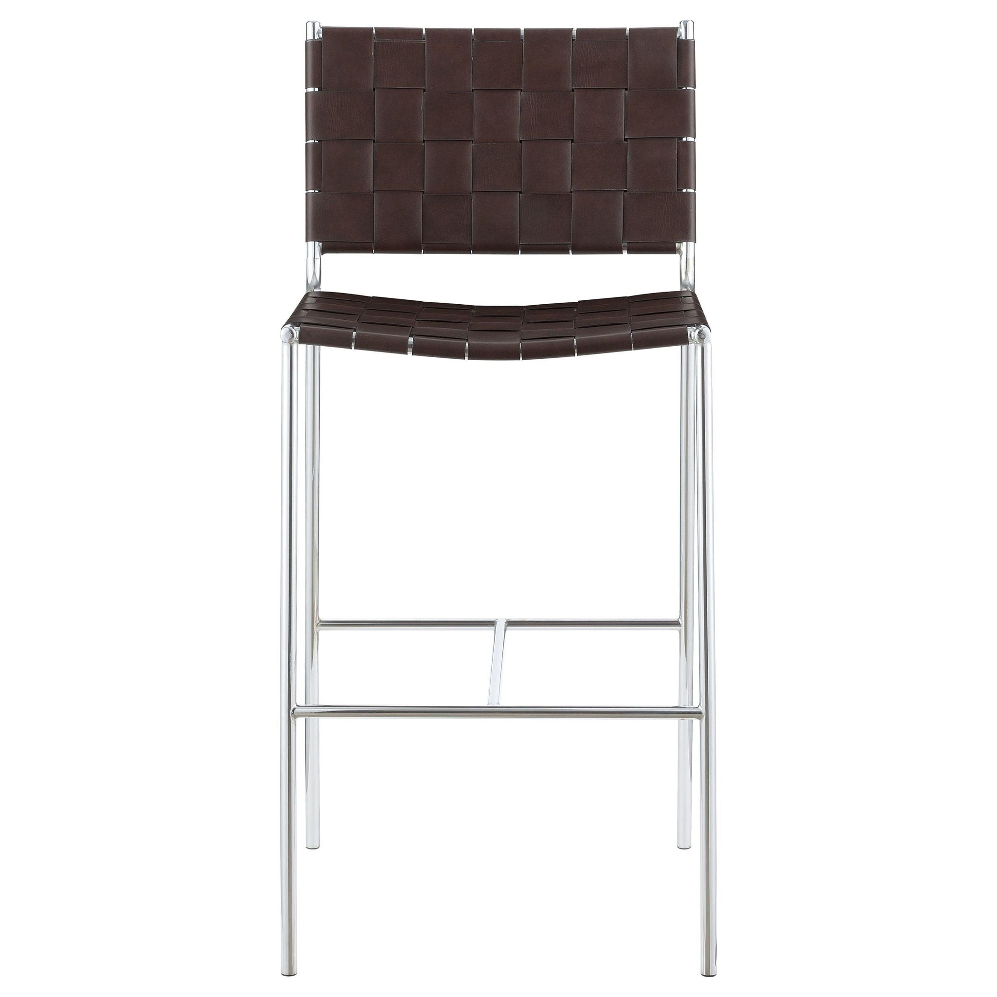 Adelaide Upholstered Pub Height Bar Stool Brown and Chrome - Atlantic Fine Furniture Melbourne FL