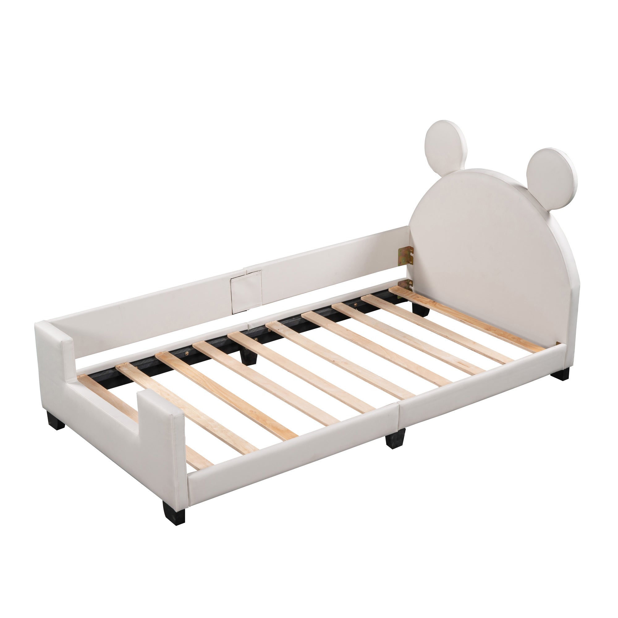 Twin Size Upholstered Daybed with Carton Ears Shaped Headboard, White - Atlantic Fine Furniture Melbourne FL