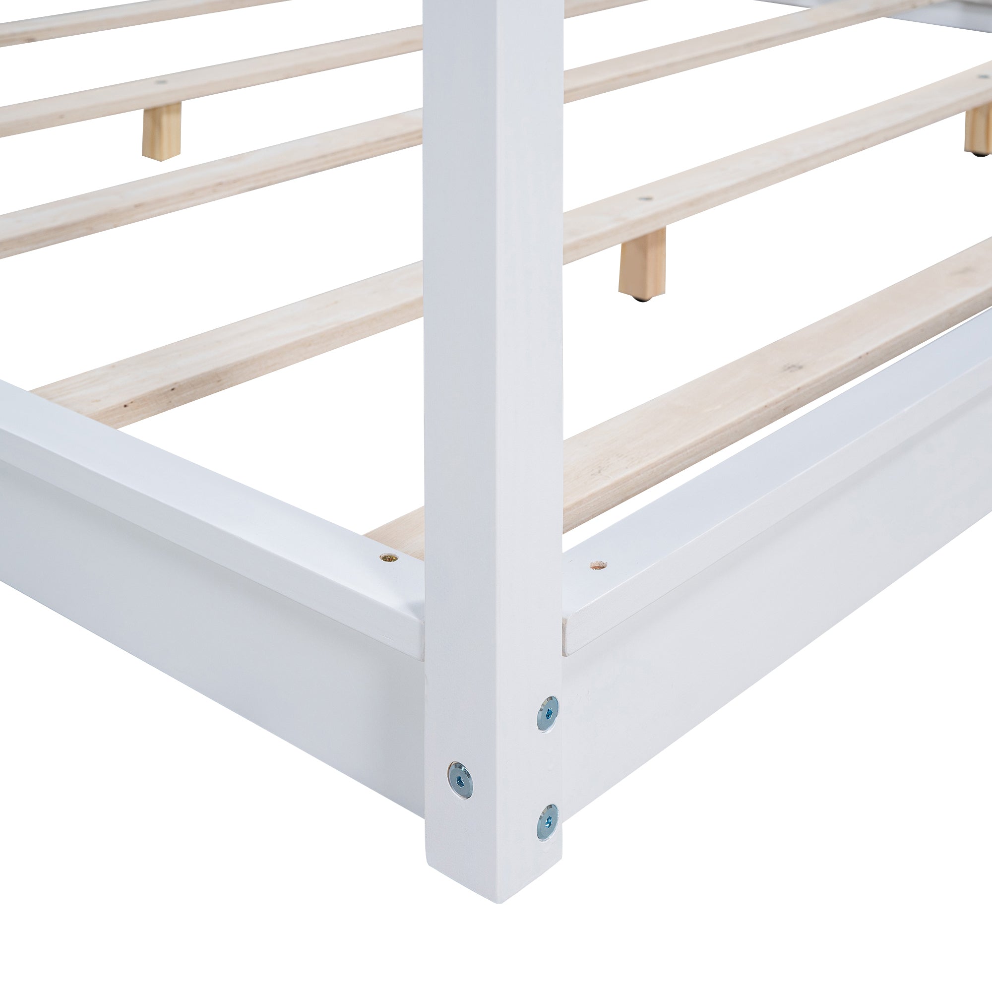 King Size Canopy Platform Bed with Support Legs,White - Atlantic Fine Furniture Melbourne FL