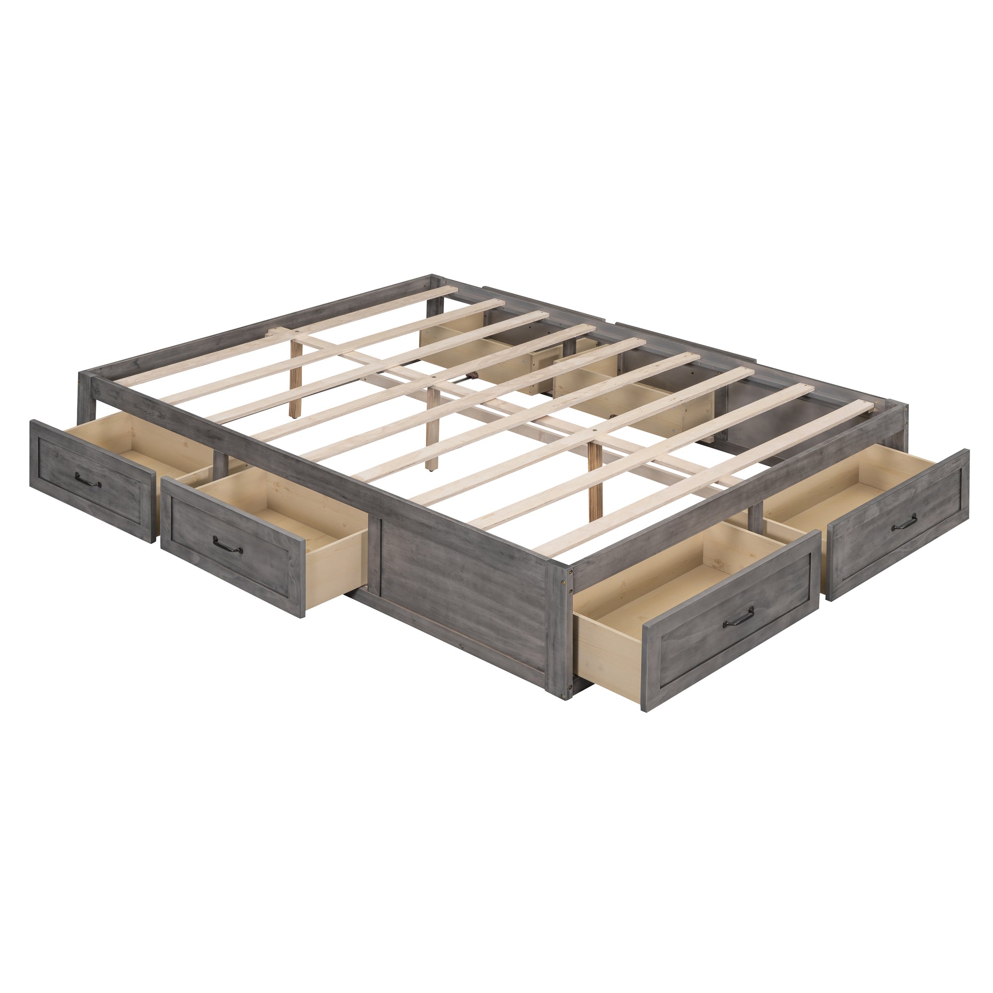 Queen Size Platform Bed with 6 Storage Drawers,Antique Gray - Atlantic Fine Furniture Melbourne FL
