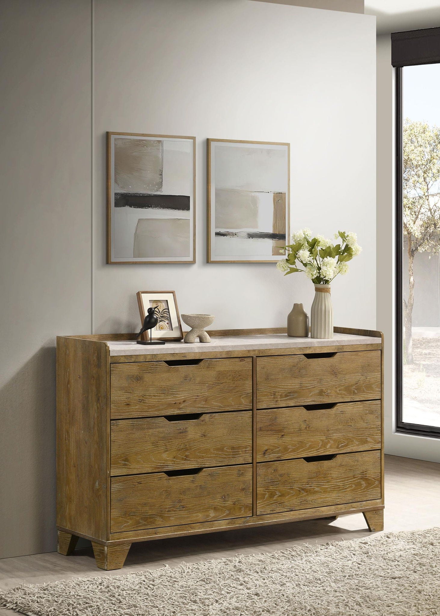 Henderson 6-drawer Bedroom Dresser Cabinet Medium Oak