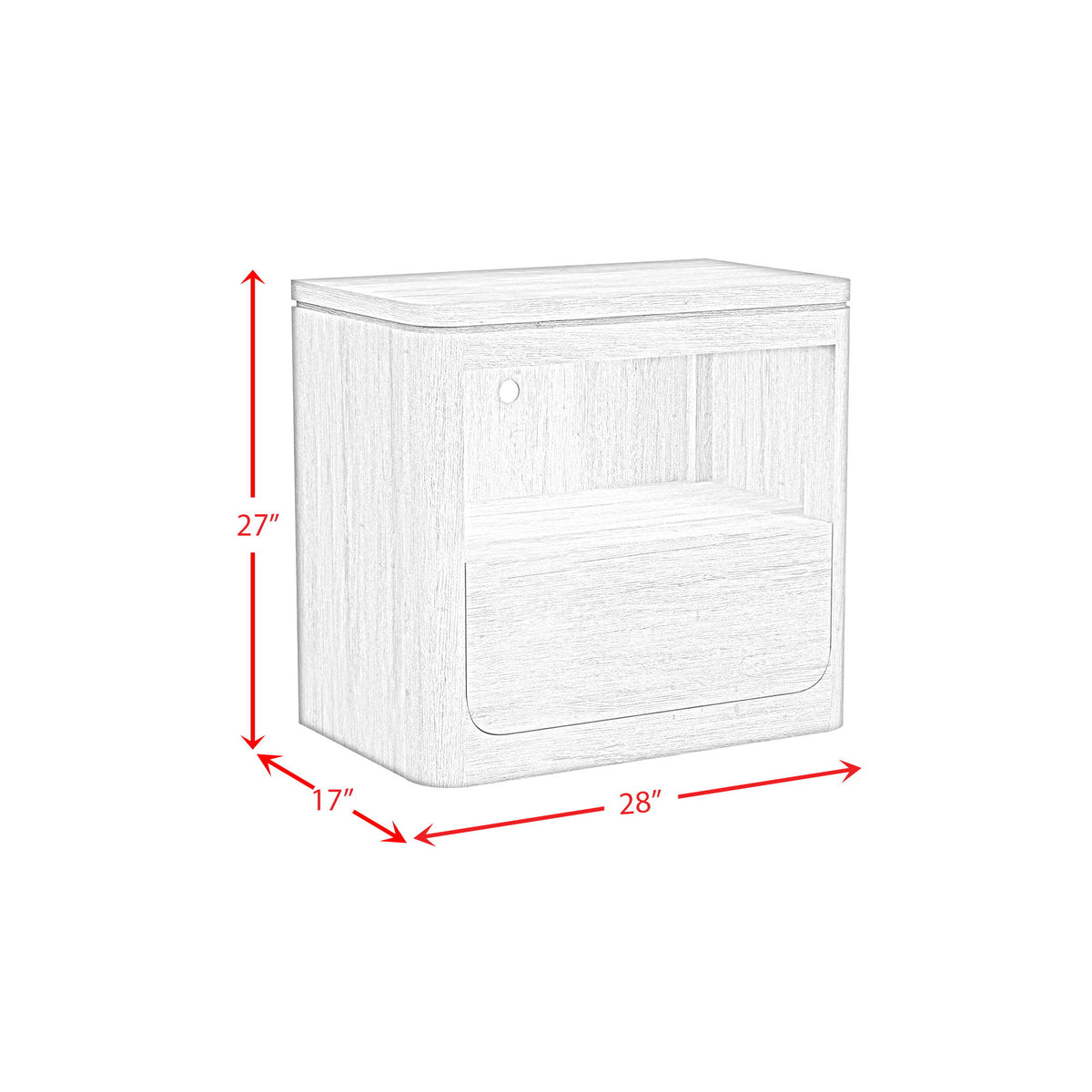 Rosalie Nightstand With USB And LED in Black by Elements International, view 10