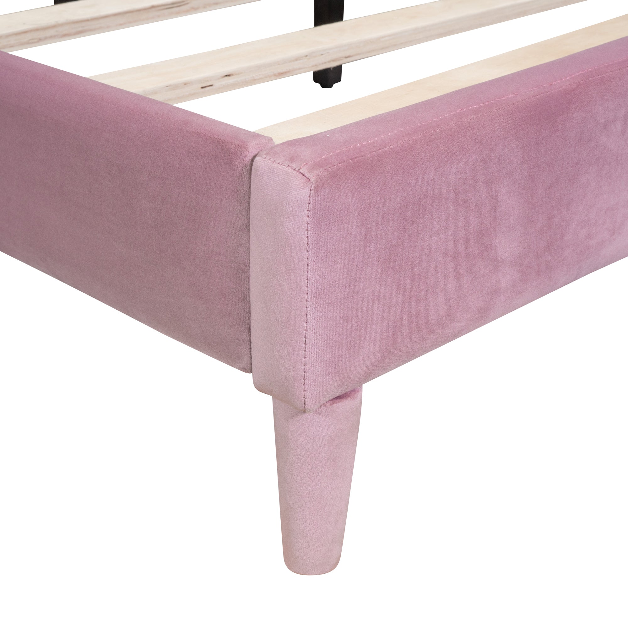 Full size Upholstered Cloud-Shape Bed ,Velvet Platform Bed with Headboard,No Box-spring Needed,Pink - Atlantic Fine Furniture Melbourne FL