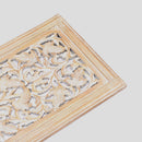 Floral Hand Carved Mandala Rectangular Wall Decor Accent - Gold / White