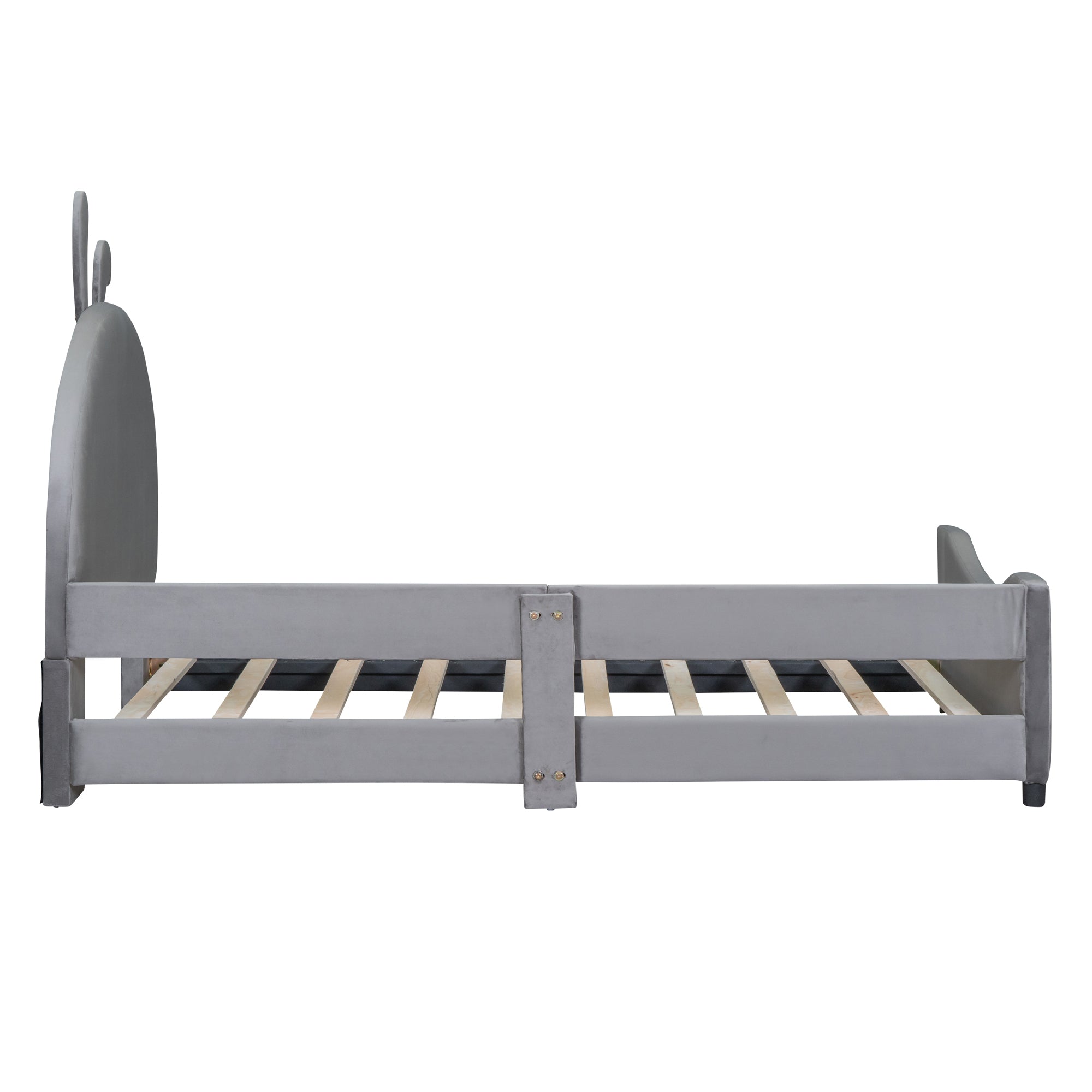 Twin Size Upholstered Daybed with Rabbit Ear Shaped Headboard, Gray - Atlantic Fine Furniture Melbourne FL