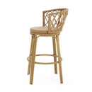 Bohemia - Outdoor Brown Wicker Bar Stool (Set of 2) With Metal Frame And Faux Rattan - Light Brown