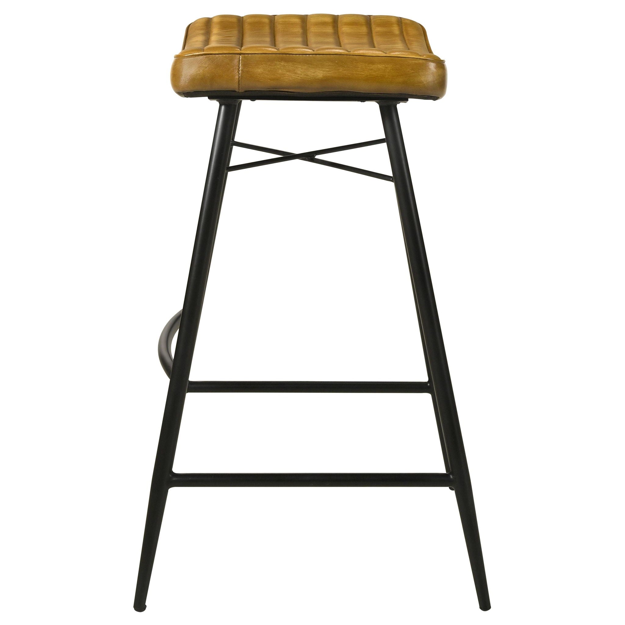 Bayu Leather Upholstered Bar Stool Antique Camel (Set of 2) - Atlantic Fine Furniture Melbourne FL