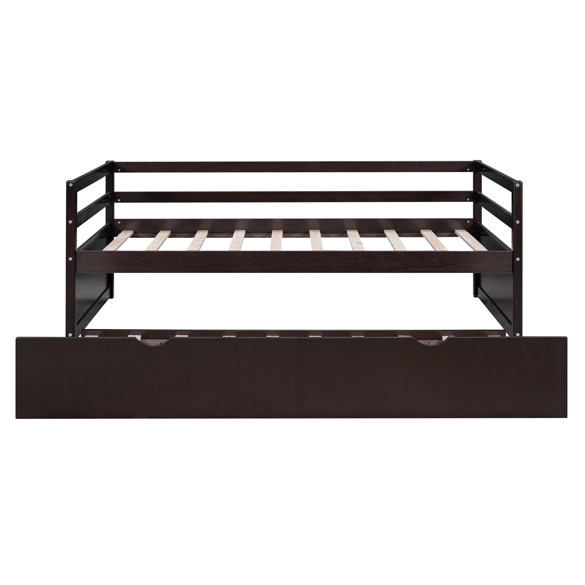 Twin Size Wood Daybed with Twin Size Trundle, Espresso - Atlantic Fine Furniture Melbourne FL