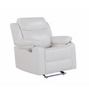 Blanche - Glider Recliner With LED Light In, Medium Firm Seating, Pillow Top Arms - White
