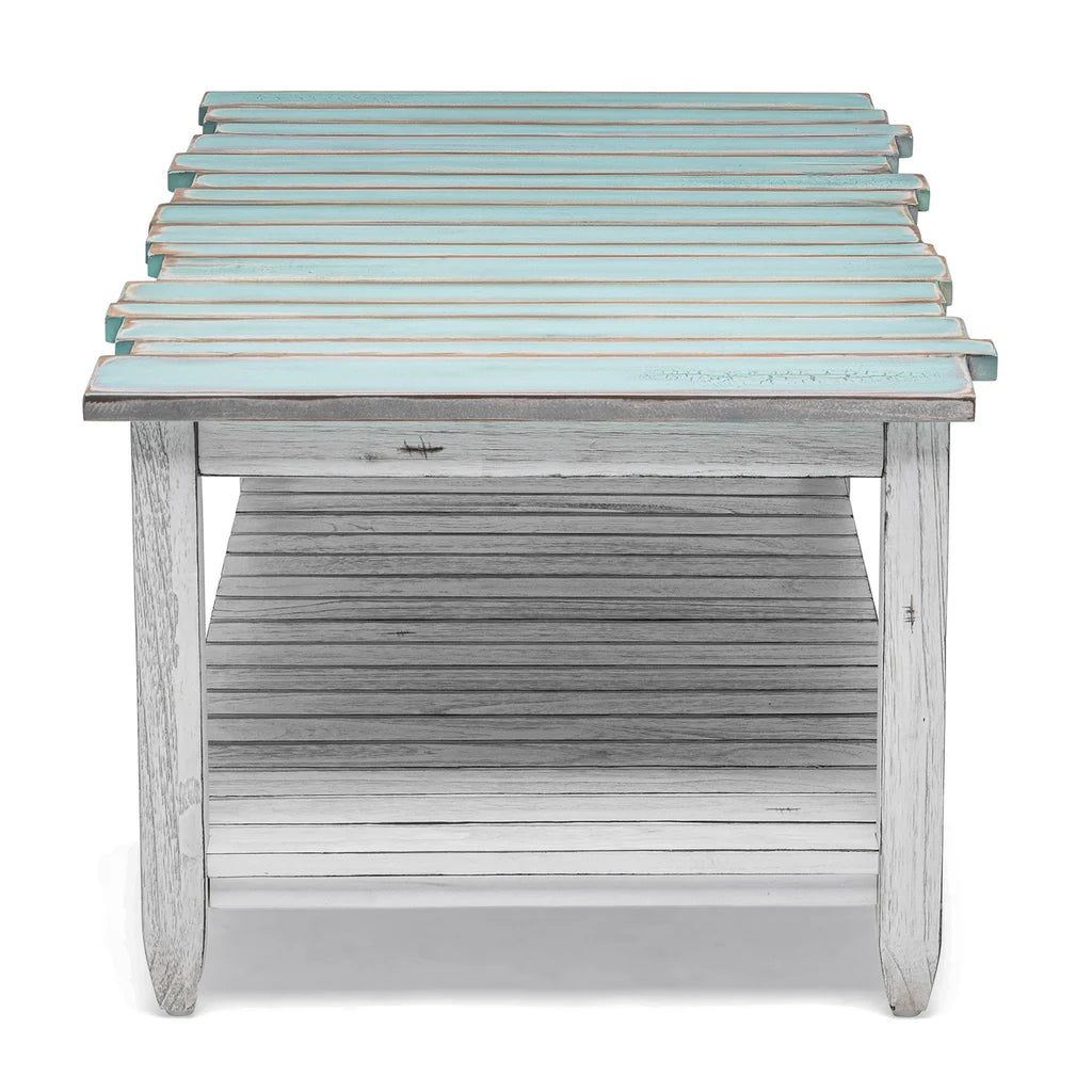 Picket Fence Coffee Table - Distressed Blue/White - Atlantic Fine Furniture Melbourne FL