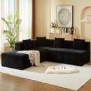 Modular Sectional Couches For Living Room With Deep Seat, L Shape Cloud Sofa Couch, High Density Memory Foam, Boneless Upholstered Couchesy - Black