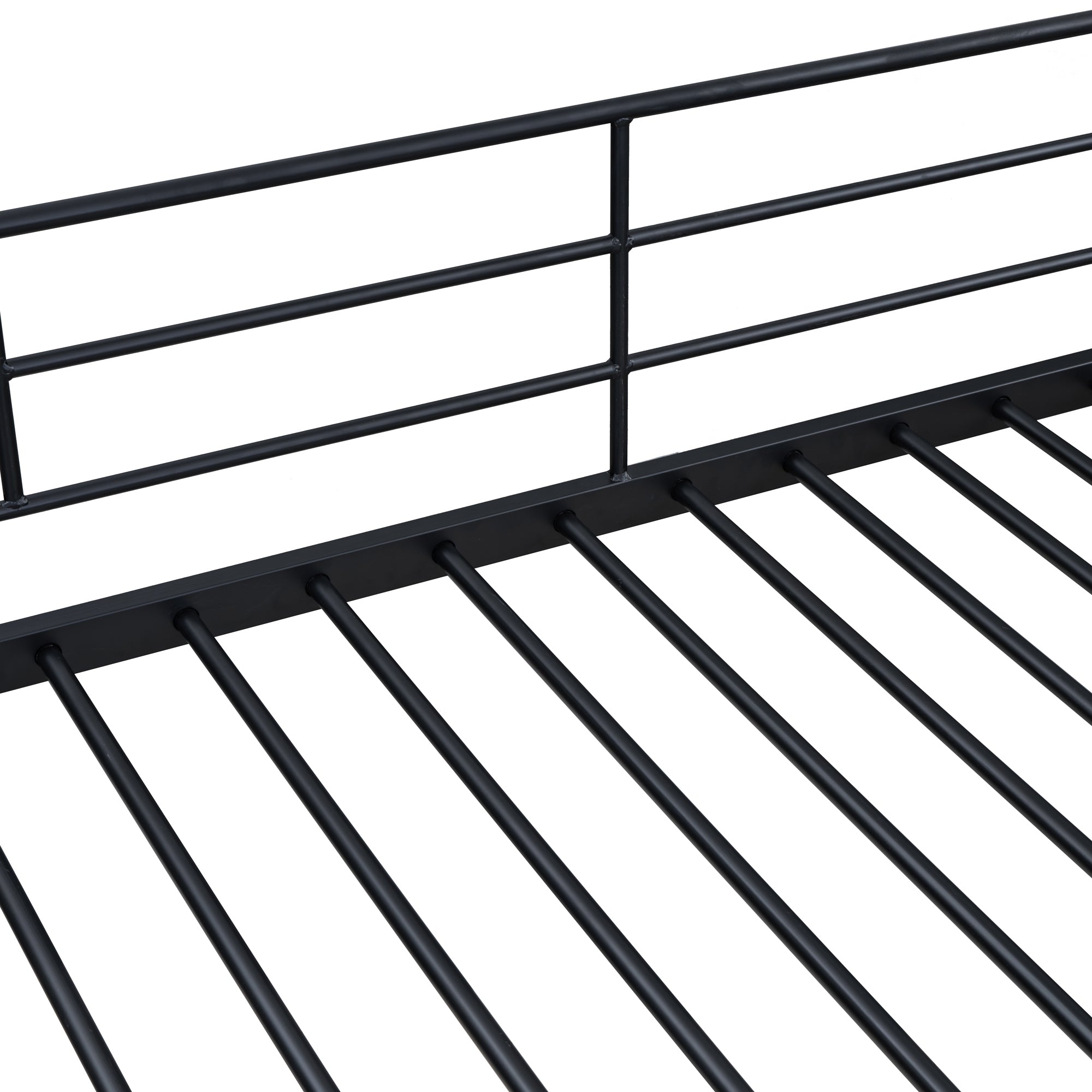 Full Over Full Metal Bunk Bed with Lateral Storage Ladder and Wardrobe, Black - Atlantic Fine Furniture Melbourne FL