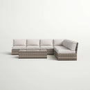 Comfortable Modern Patio Rattan Sectional Set With Cushions