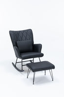 Rocking Accent Chair With Lumbar Pillow And Ottoman