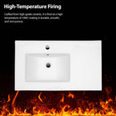 Console Sink With Legs, 32" X 18.5", Durable Porcela With Support - White / Black