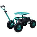 Rolling Garden Scooter Cart Seat With Wheels, 360 Swivel, Tool Tray