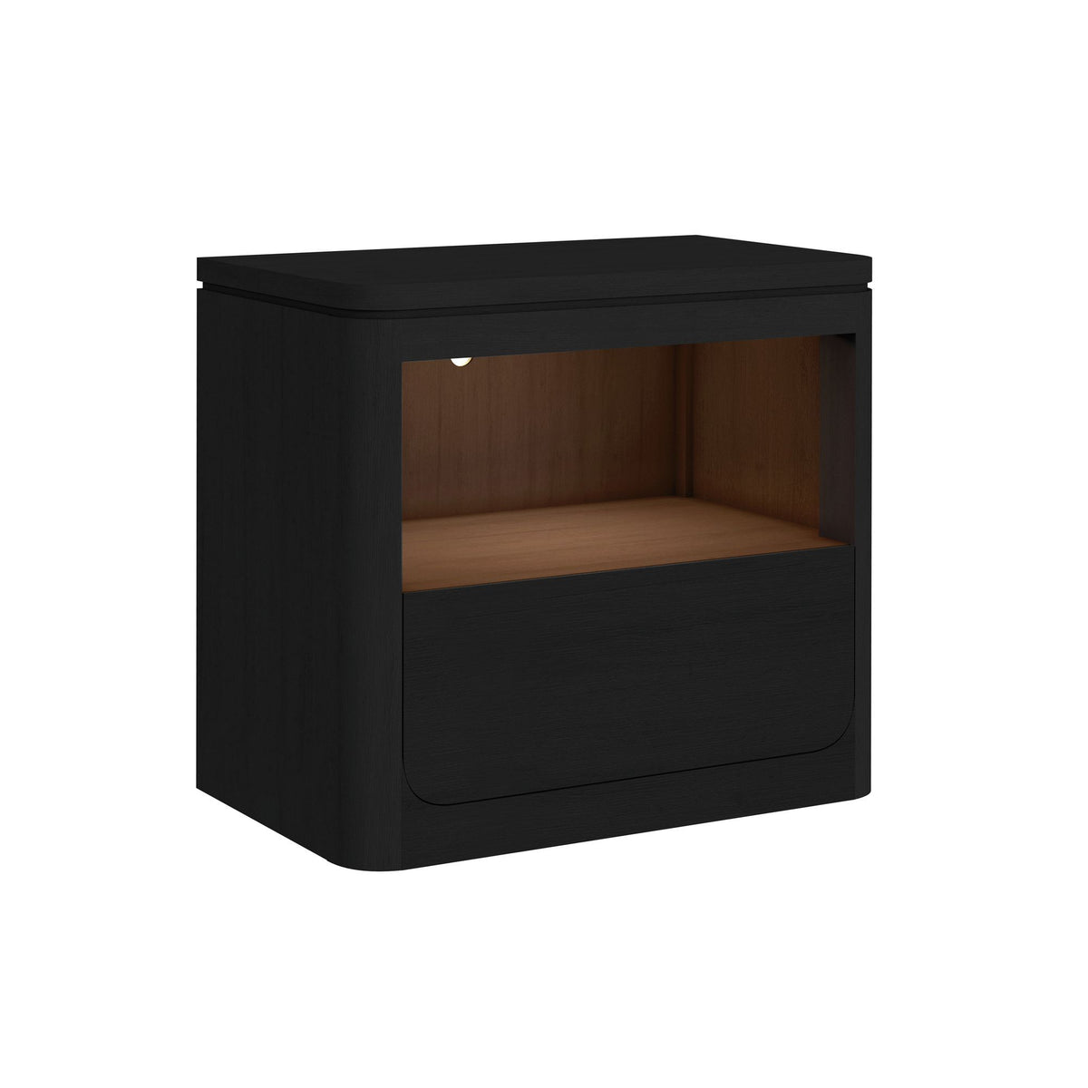 Rosalie Nightstand With USB And LED in Black by Elements International, view 2