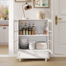 Minimalist Buffet Cabinet With Double Glass Doors And Drawer