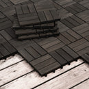 Acacia Wood Interlocking Deck Tiles Checker Pattern For Outdoor Flooring