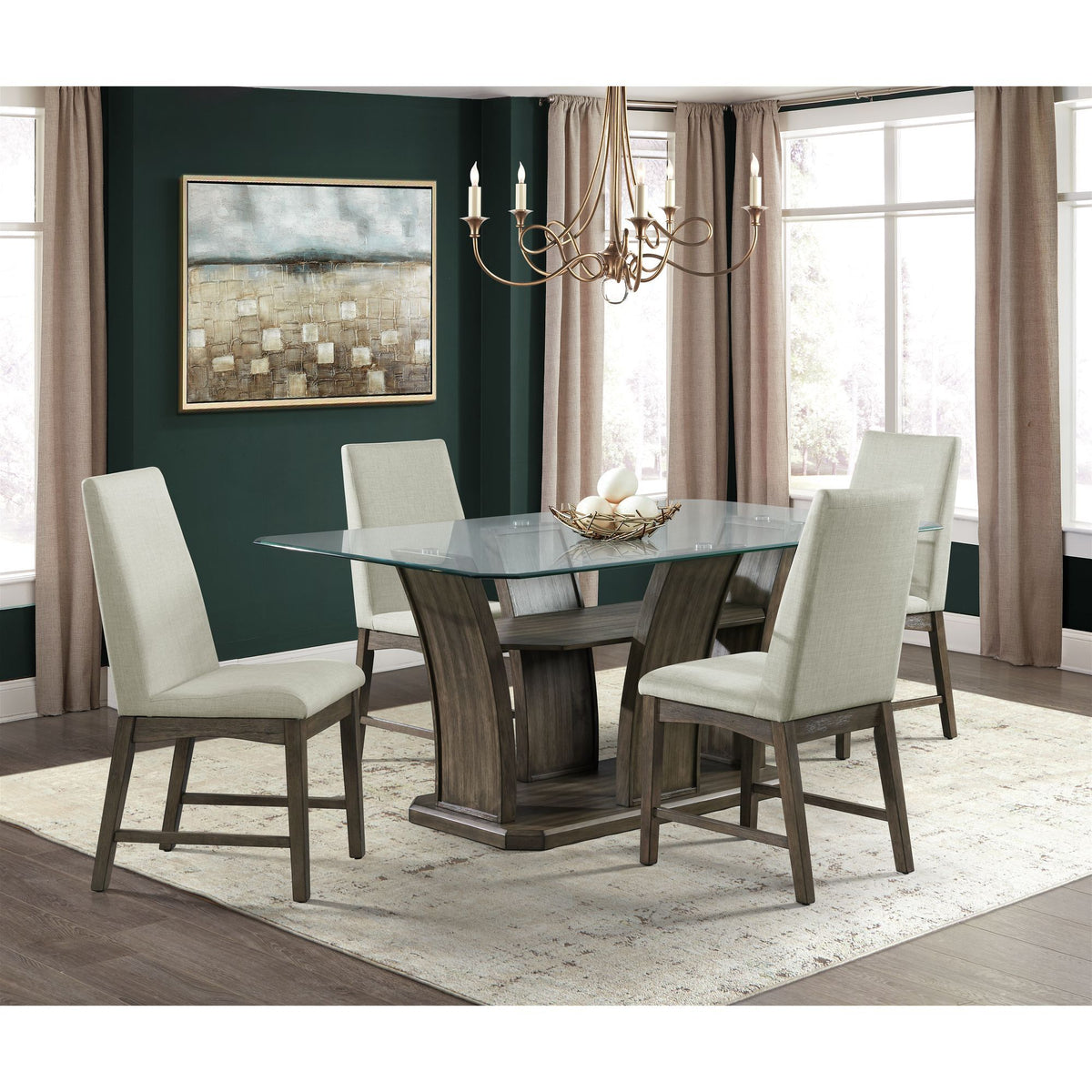 Dapper Rectangular Dining 5 Piece Set (Table And Four Chairs) in Walnut by Elements International, view 11