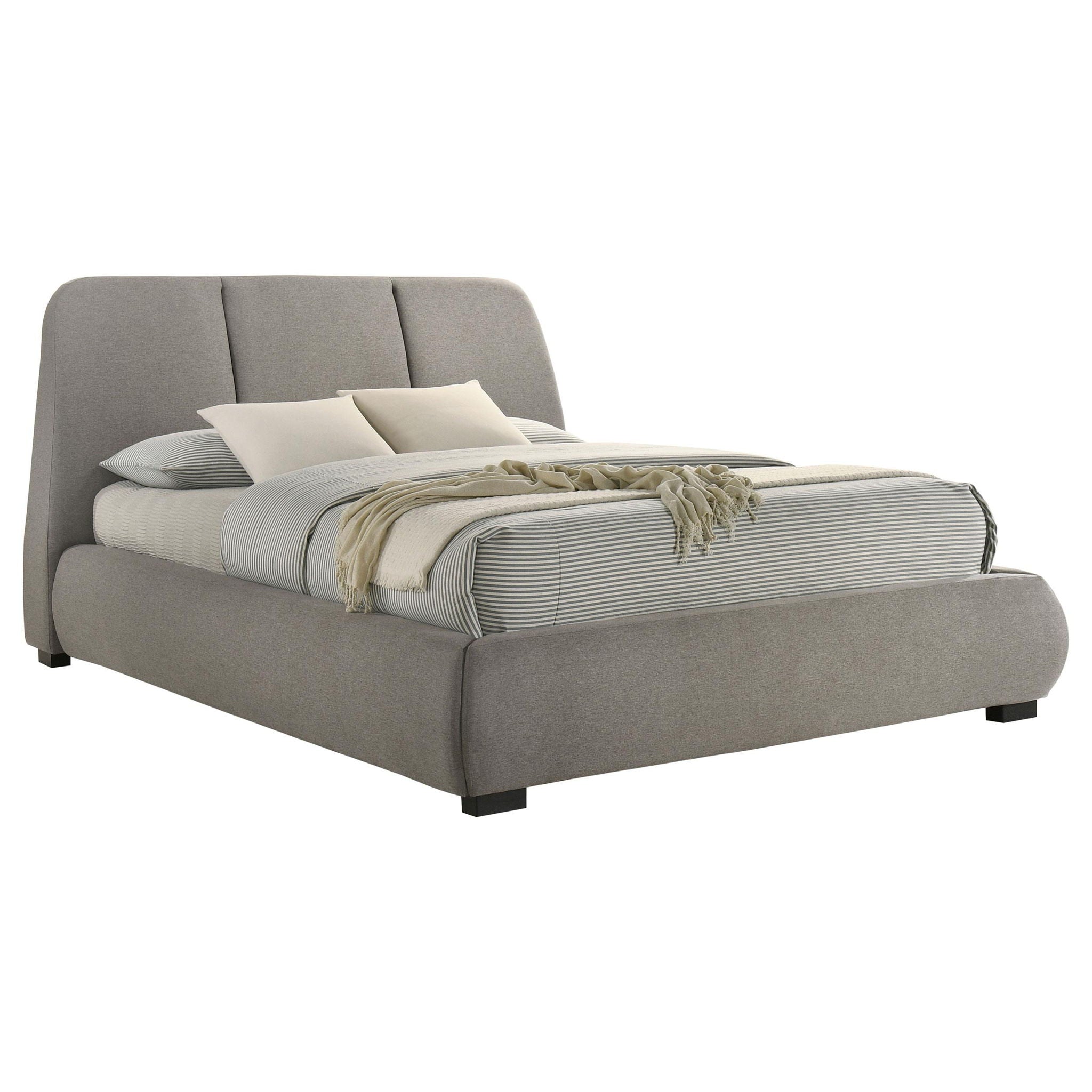 Mokena 46-inch Upholstered Queen Platform Bed Taupe