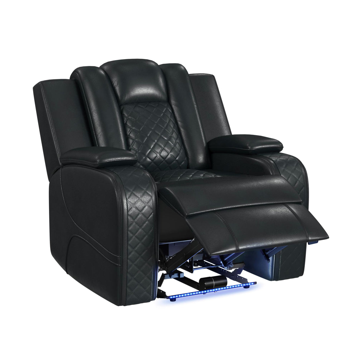 Carlo Power Motion Recliner With Power Headrest, LED in Black by Elements International, view 13