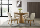 Jasper - Wide Contemporary Round Dining Table With Fabric Chairs Set
