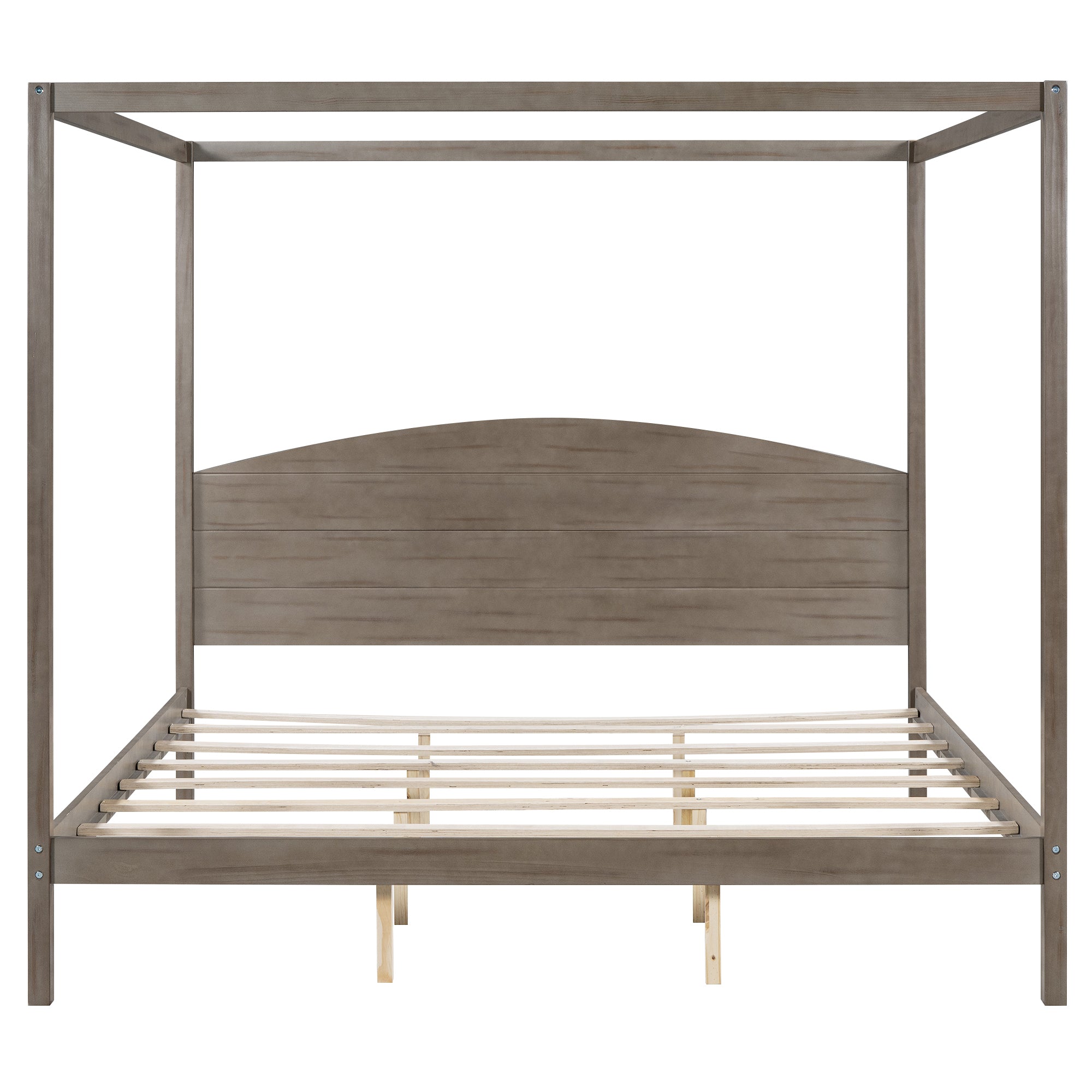 King Size Canopy Platform Bed with Headboard and Support Legs, Brown Wash - Atlantic Fine Furniture Melbourne FL