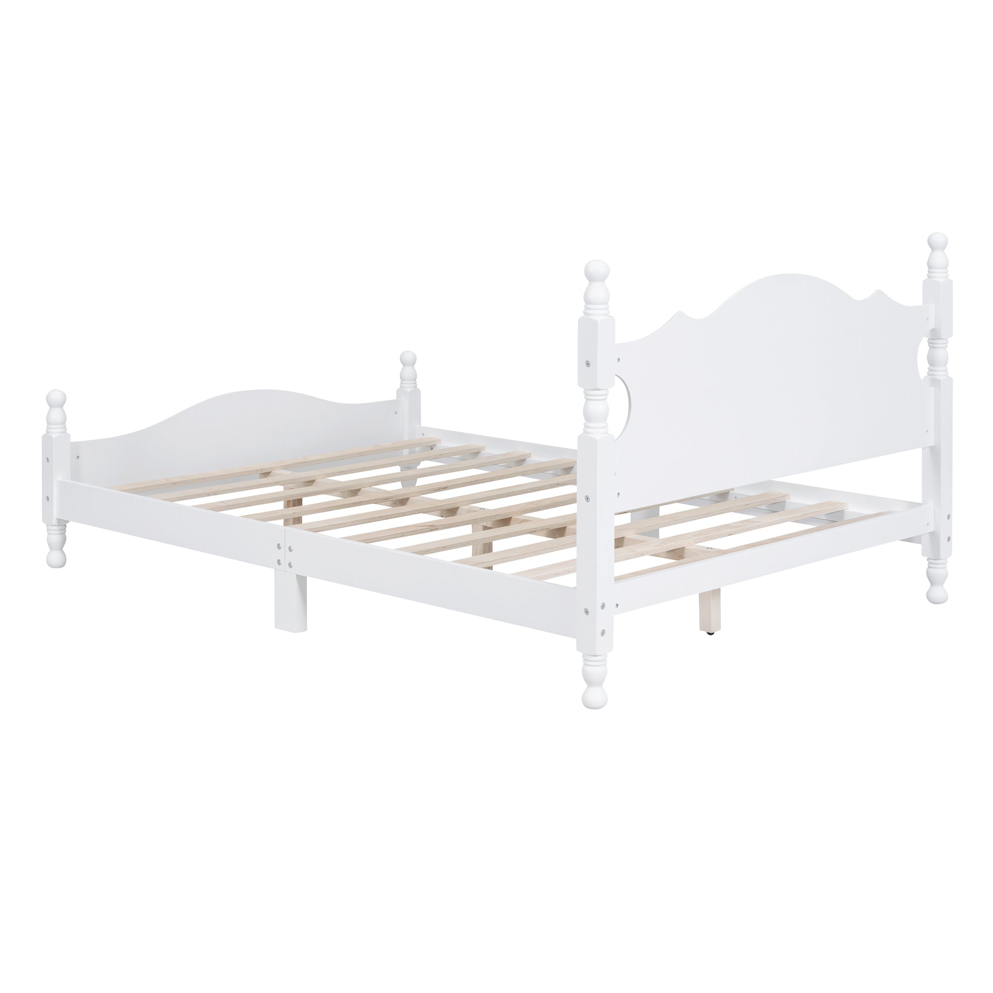 Full Size Wood Platform Bed Frame,Retro Style Platform Bed with Wooden Slat Support,White - Atlantic Fine Furniture Melbourne FL