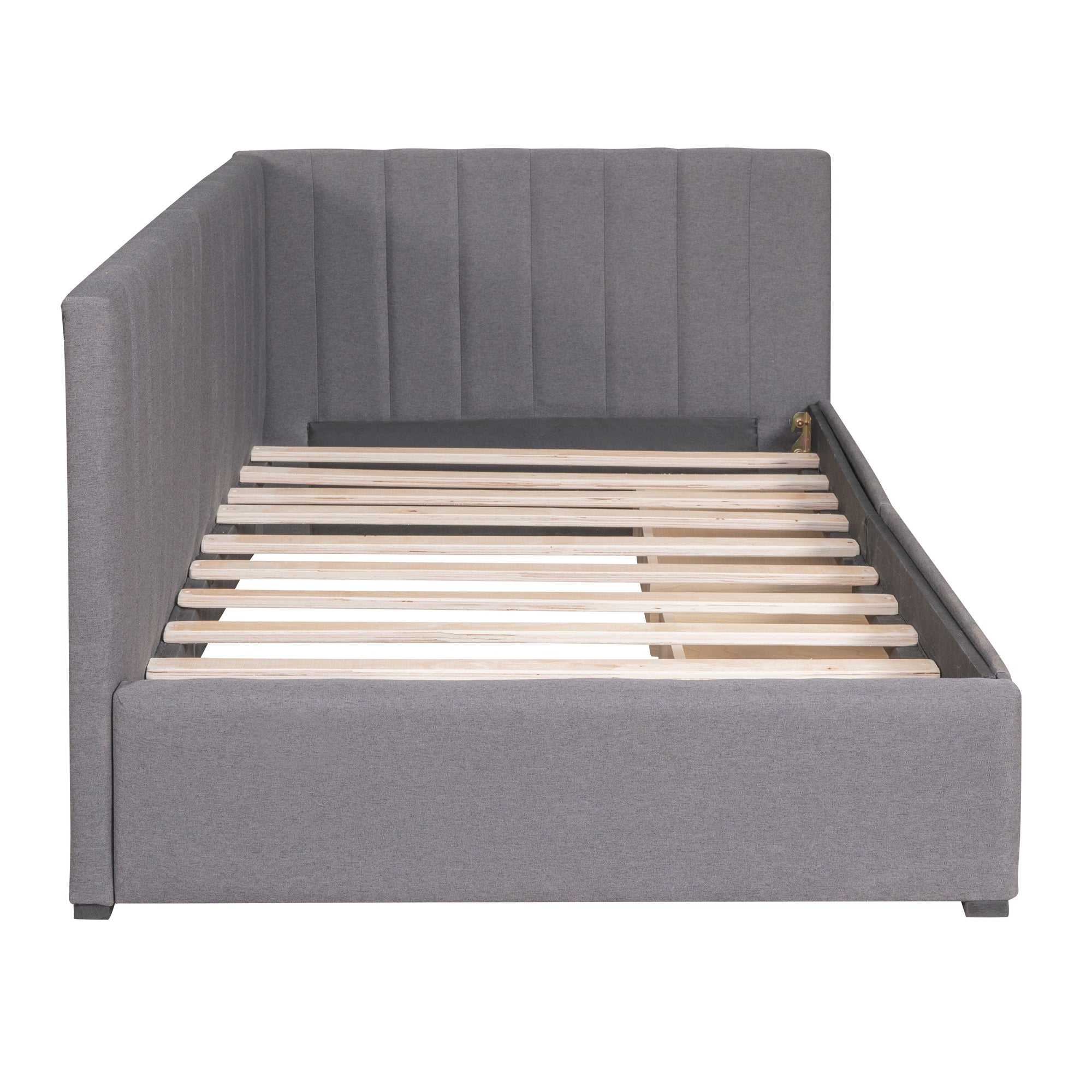 Upholstered Daybed with 2 Storage Drawers Twin Size Sofa Bed Frame No Box Spring Needed, Linen Fabric (Gray) - Atlantic Fine Furniture Melbourne FL