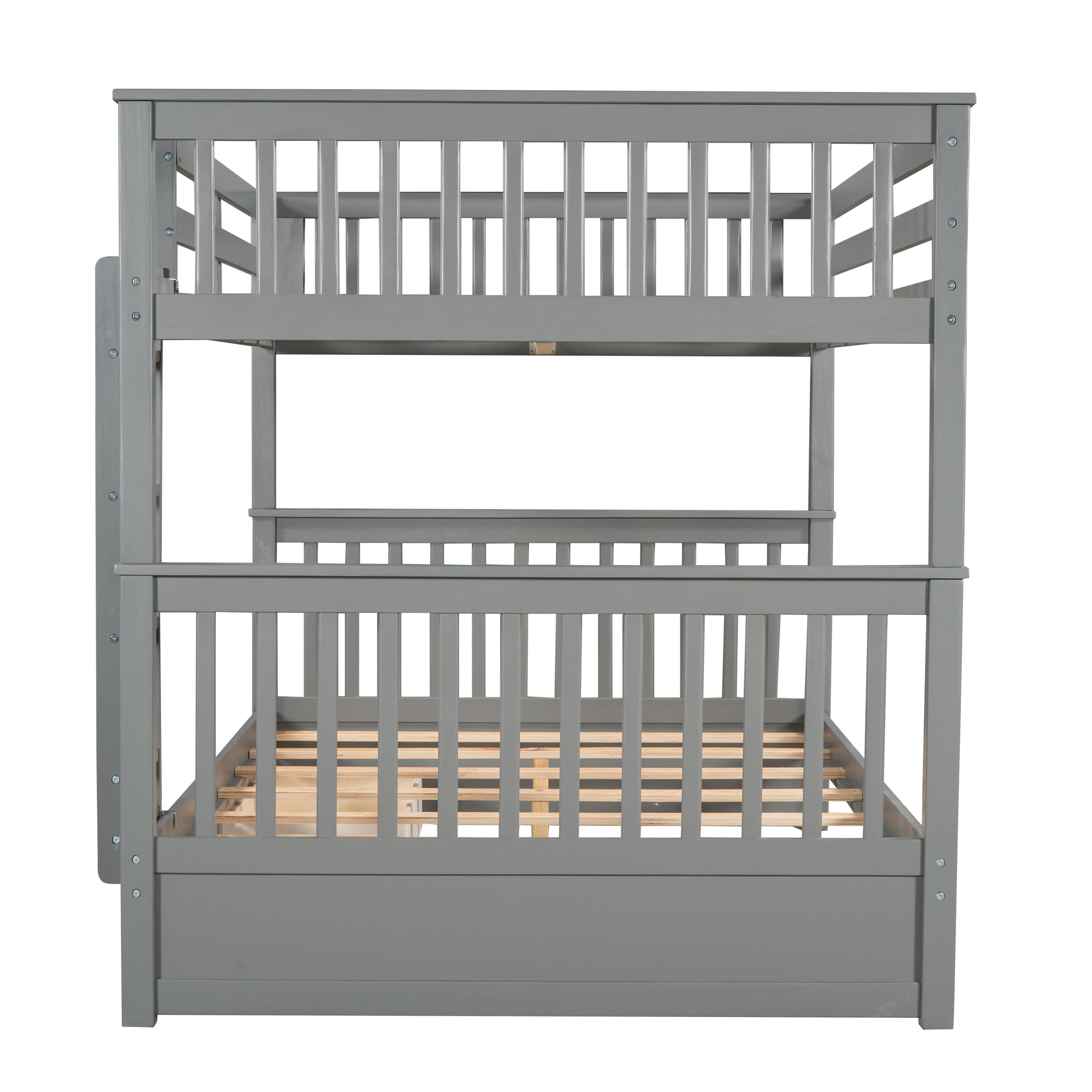 Full-Over-Full Bunk Bed with Ladders and Two Storage Drawers (Gray)(OLD SKU:LT000365AAE) - Atlantic Fine Furniture Melbourne FL