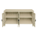 Hollowed Out Cabinet With 4 Doors, Suitable For Bedroom - Natural