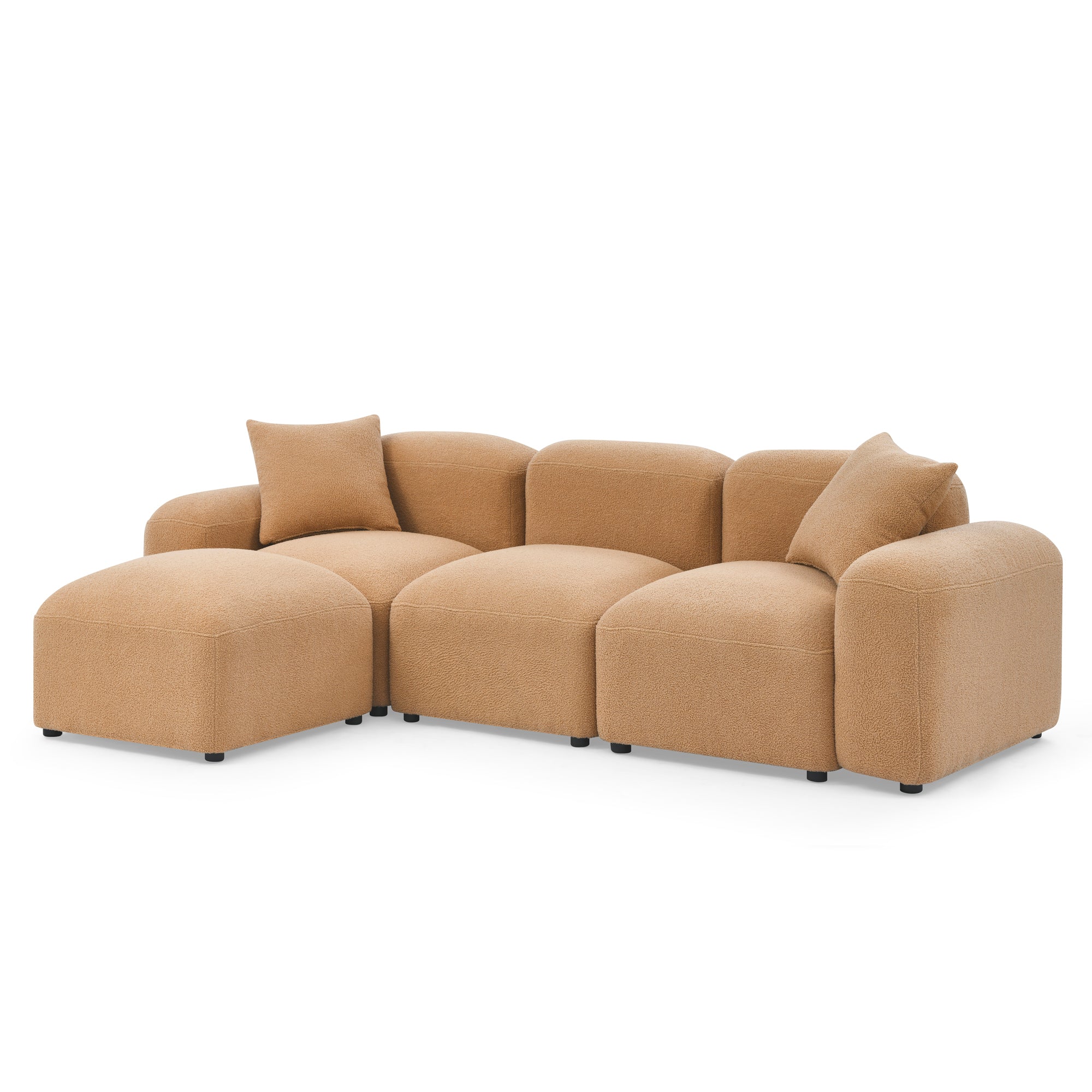 L-Shape Modular Sectional Sofa, DIY Combination,Teddy Fabric,Camel