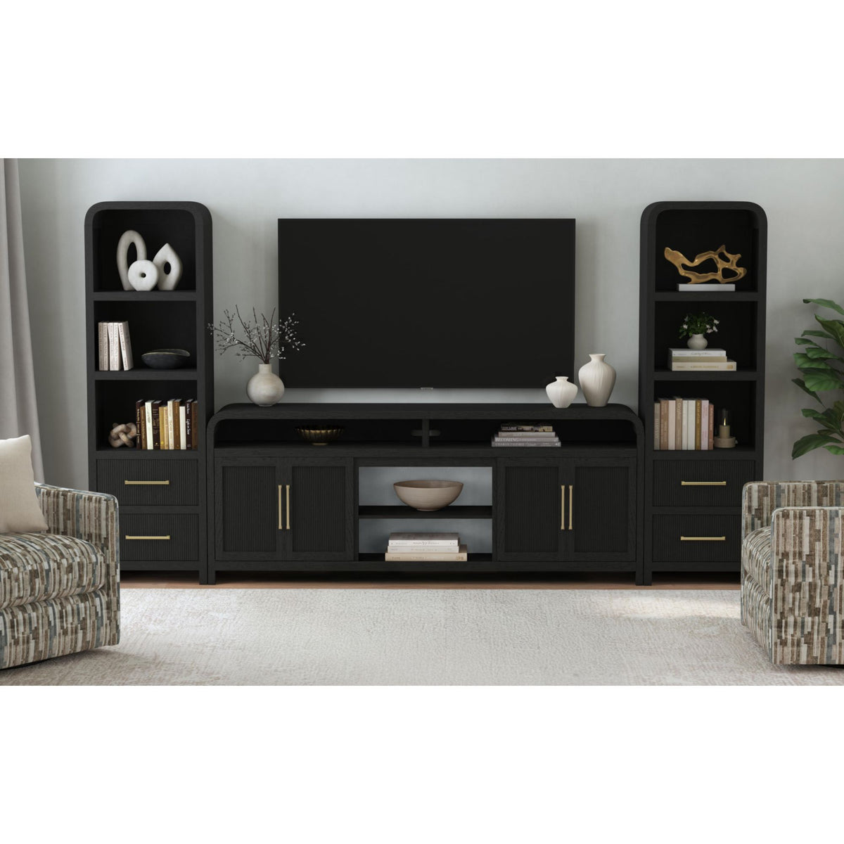 Ridgemont Entertainment Unit With 82" TV Console in Black by Elements International, view 24