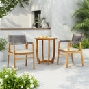 Outdoor 3 Piece Dining Set With Cushion - Gray / Teak