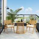 Outdoor 3 Pieces Dining Set With Cushions - Teak - Teak