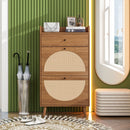 Allen - Rattan 2 Door 1 Drawer Cabinet Shoe Rack For Entrance