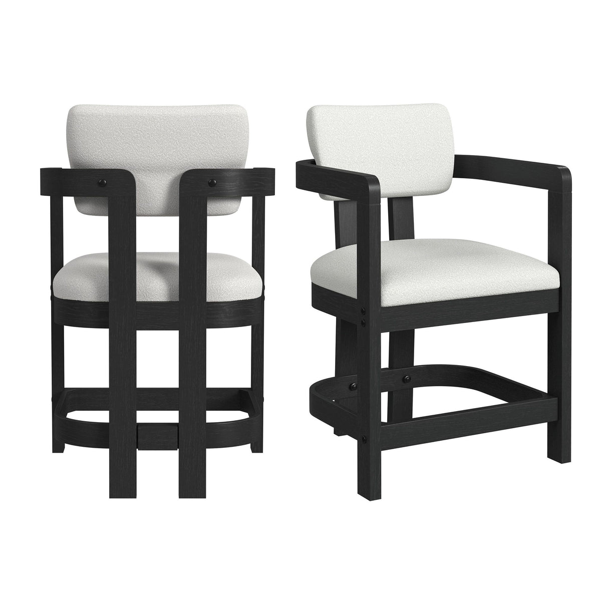 Portland Arm Counter Stool (Set of 2) in Black / White by Elements International