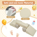 Indoor Soft Foam Climber Play Sets 7 In 1, Soft Play Equipment Climb And Crawl Playground For Toddlers, Kids Crawling And Climbing Active Play Structure - Coffee